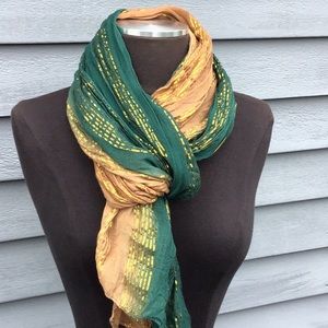 Green and Tan with Gold Thread Scarf
